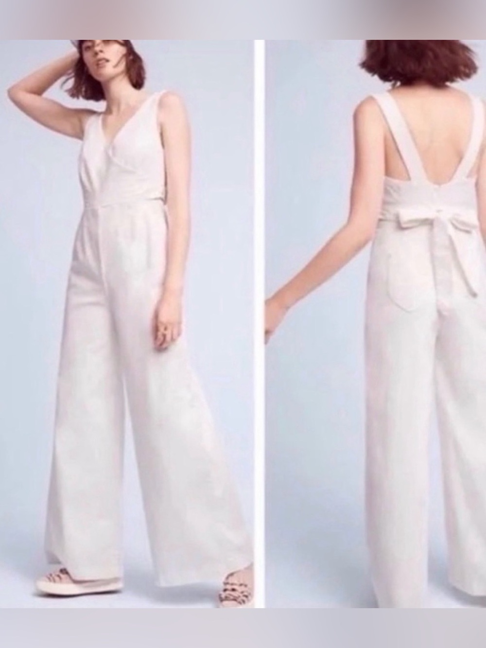 White sleeveless wide leg jumpsuit size 6